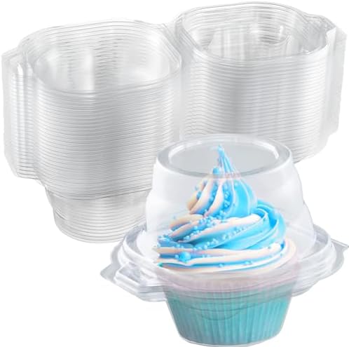 Kuppikakkuastiat | Yksittäiset Cupcake-astiat (25 kpl) | Kirkkaat muoviset kertakäyttöiset cupcake-laatikot / pidikkeet | Yksittäinen cupcake-pidike kupolilidillä suurpakkaus | Muoviset cupcake- ja muffinssiastiat kuljetukseen Kuppikakkuastiat Kuppikakkuastiat